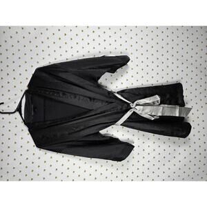 Victorias Secret Satin Silky Robe Black Grey XS SMALL Wrap Kimono Lounge